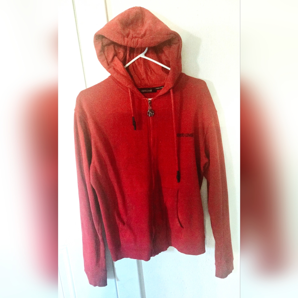 Roberto Cavalli Men Red Hoodie Jacket